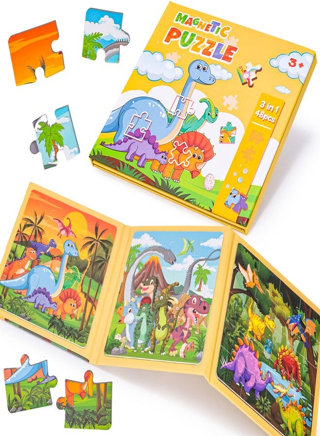 LovesTown Magnetic Puzzles Book for Toddlers, Educational Learning Toys, Dinosaur 48 Piece Travel Activity Set - Image 1